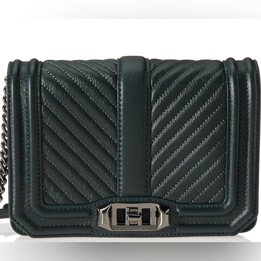 Rebecca Minkoff Women's Chevron Quilted Love Crossbody Bag Deep Jade